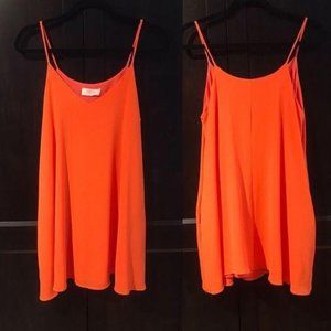 Small Peach Love Orange Sleeveless Dress Pockets 106
